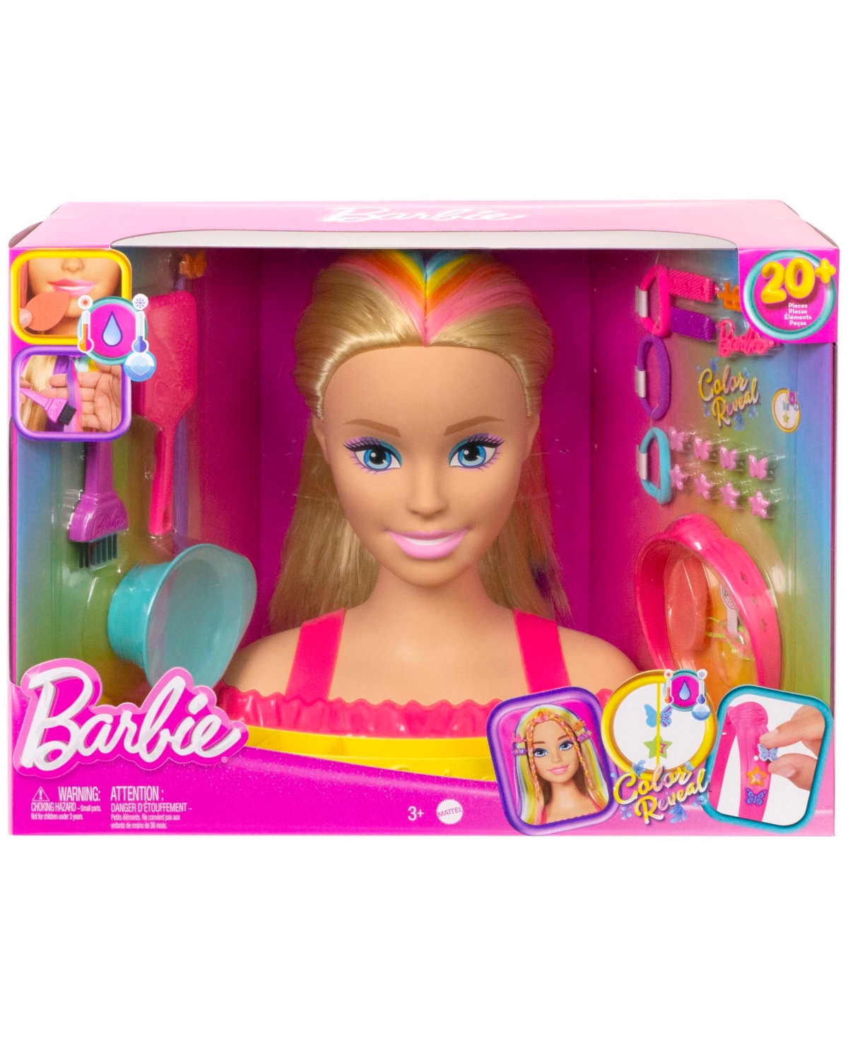 Barbie Deluxe Styling Head, Barbie Totally Hair, Blonde Rainbow Hair - Multi-Color