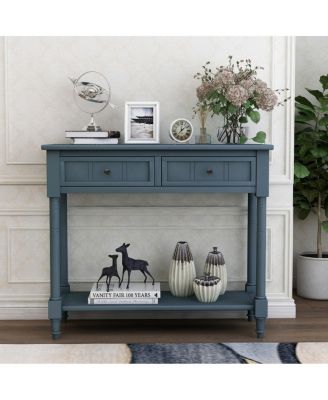 Daisy Series Console Table Traditional Design With Two Drawers And Bottom Shelf