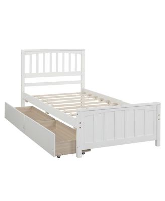 Twin Size Platform Bed With Two Drawers