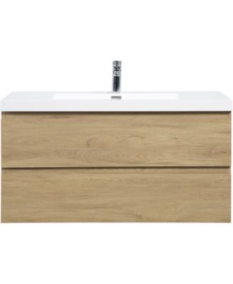 42" Wall-Mounted Vanity with Resin Sink & Drawers