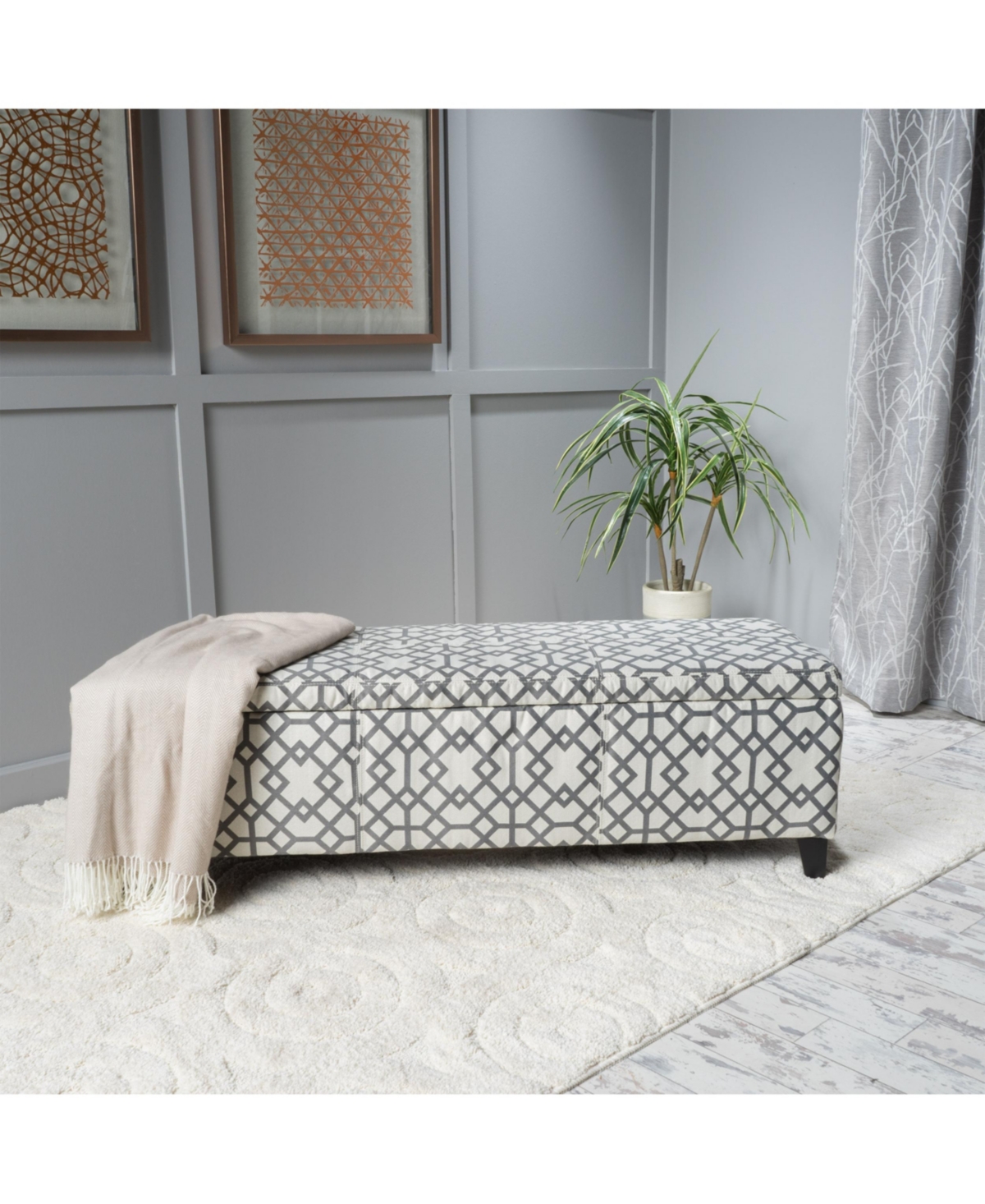 Streamdale Furniture Geo-Upholstered Storage Bench Style and Function in One