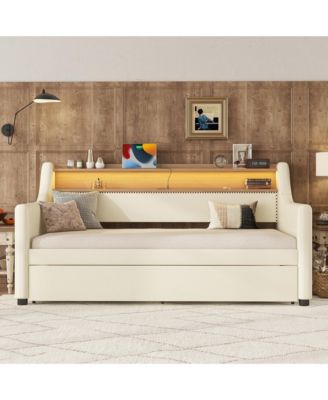 Twin Daybed with Trundle and LED Lights
