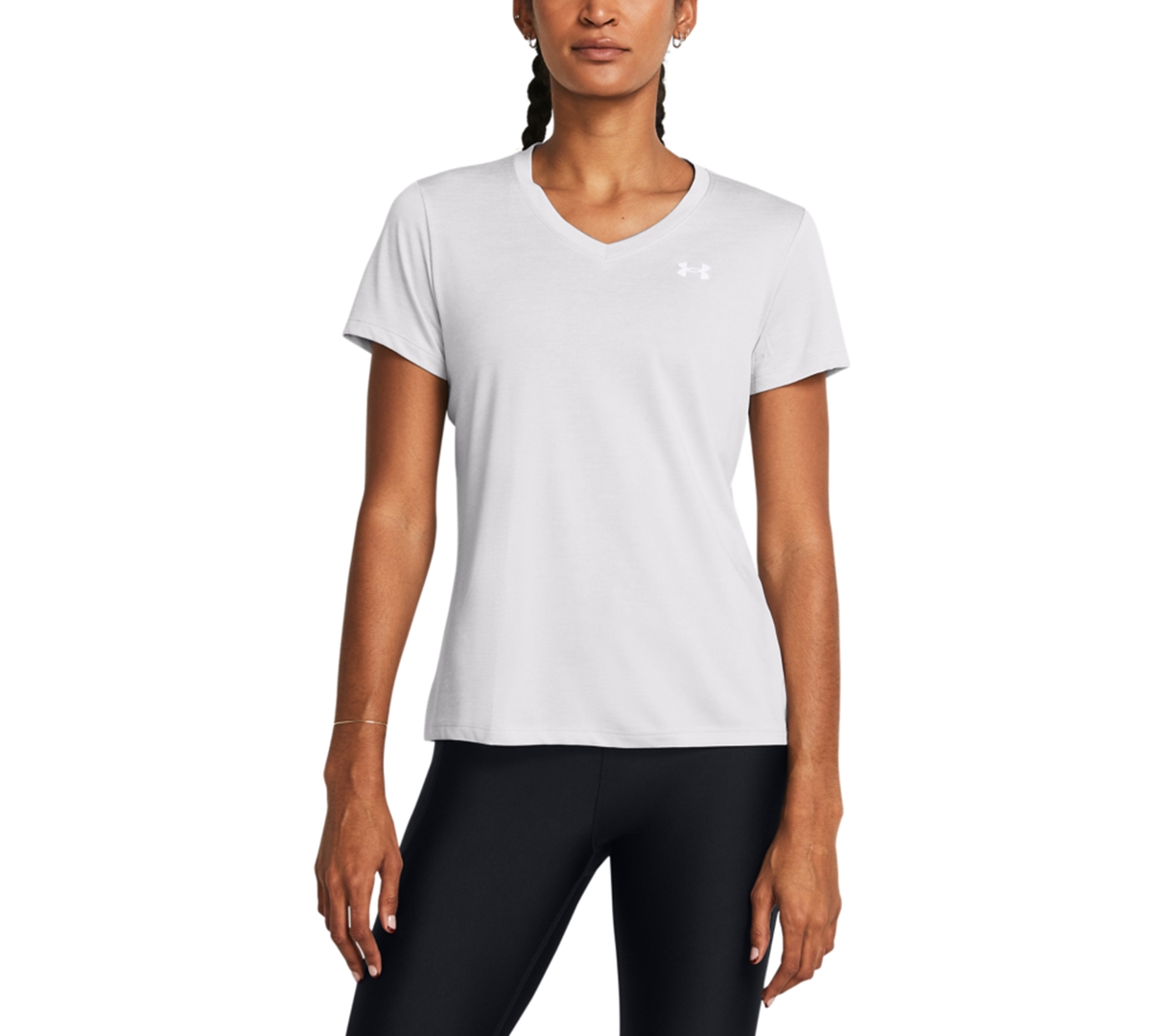 Under Armour Women's Twist Tech V-Neck Short-Sleeve Top - Halo Gray / / White