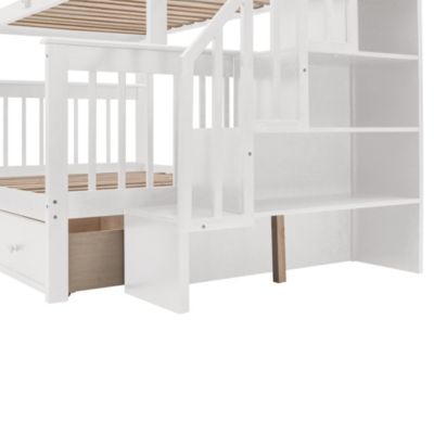 Streamdale Stairway Twin Over Full Bunk with Storage and Rail