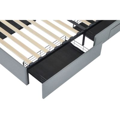 Twin Bed Frame with USB Charging, LED Lights, Headboard, & Storage Drawers