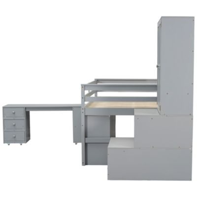 Streamdale Wooden Loft Bed with Storage and Desk