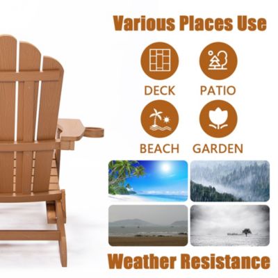 Streamdale Folding Adirondack Chair with Ottoman and Cupholder