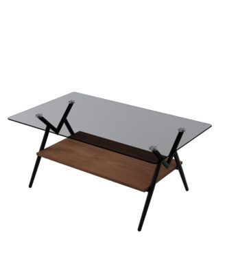 Streamdale Modern Glass Coffee Table with MDF Shelf
