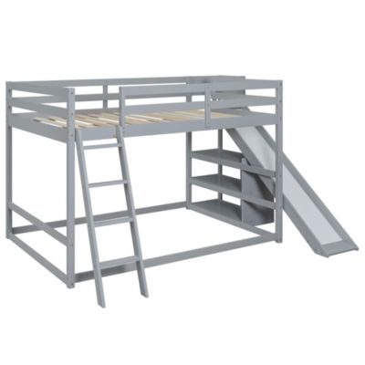 Streamdale Full Over Full Bunk Bed With Ladder, Slide And Shelves