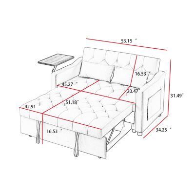 Velvet Sofa Bed with Adjustable Positions