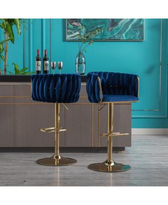 Adjustable Height Bar Stools with Chrome Accents
