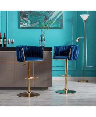 Adjustable Height Bar Stools with Chrome Accents