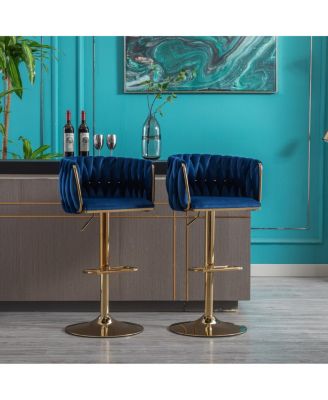 Adjustable Height Bar Stools with Chrome Accents