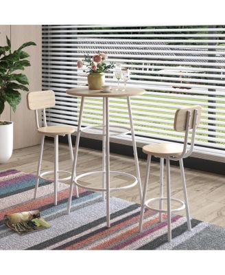 Bar Table, Equipped With 2 Bar Stools, With Backrest And Partition