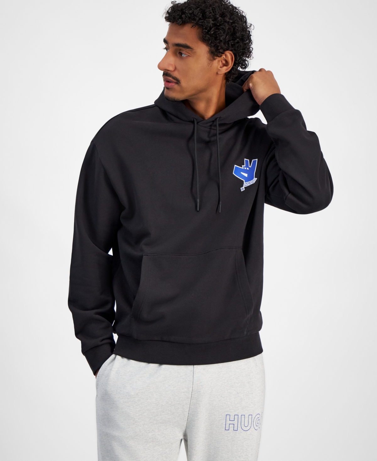 Men's Nallico Long Sleeve Logo Graphic Hoodie - Black