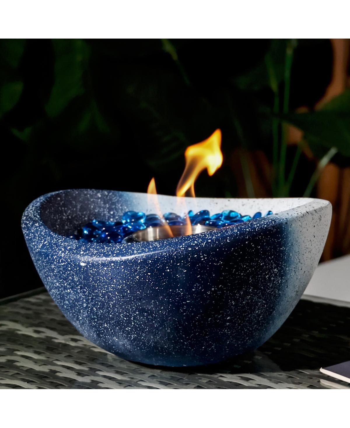 Streamdale Furniture Portable Mixed Color Fire Pit for Indoor & Outdoor Use - White+blue