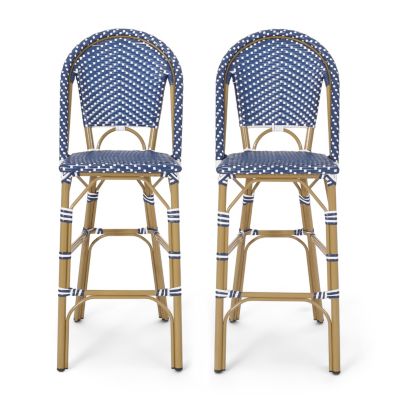 Streamdale Sleek Aluminum Bistro Barstools with Durable Poly Rattan Weave
