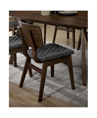 Walnut Finish Mid-Century Side Chairs with Fabric Seat