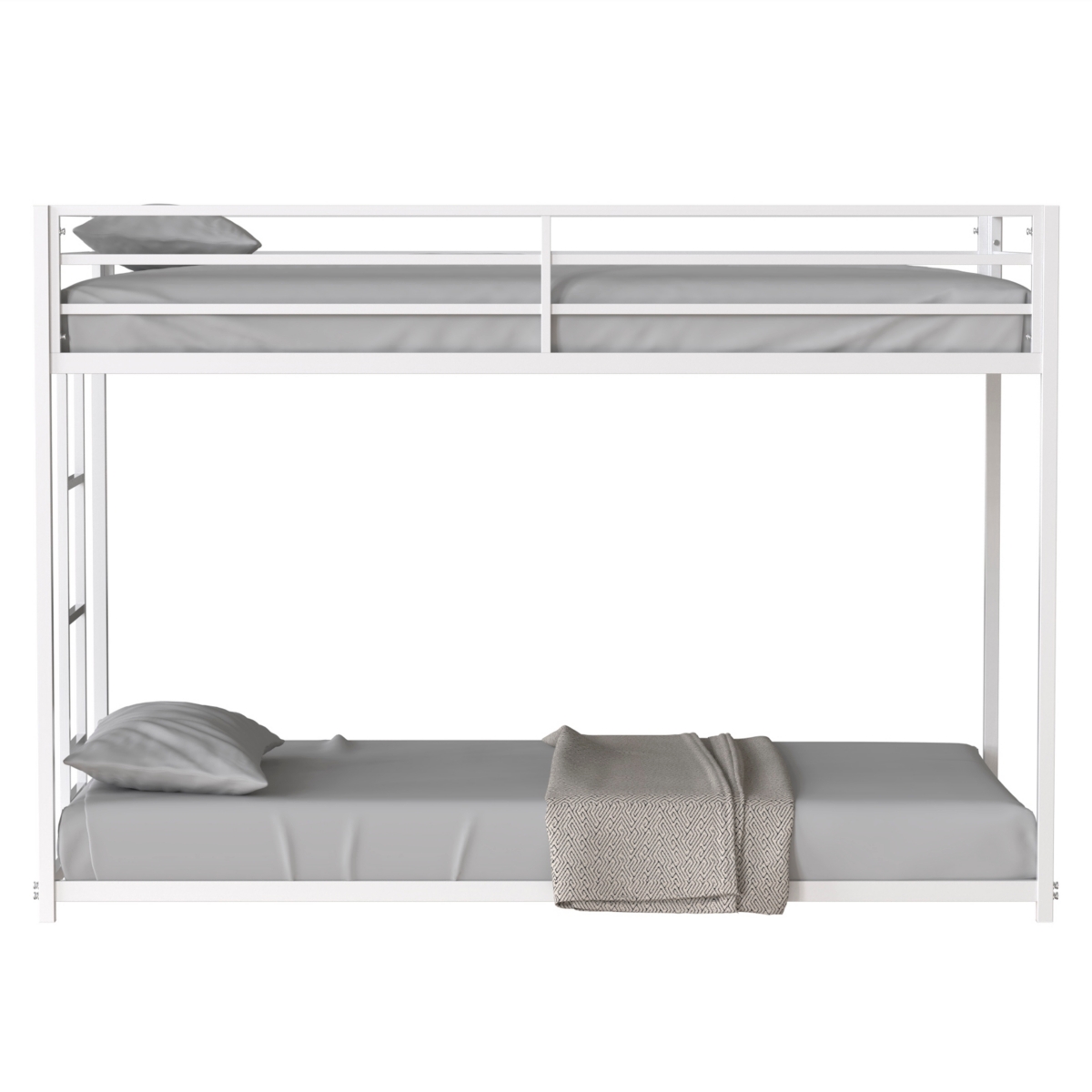 Streamdale Furniture Adam Sturdy Twin Over Twin Metal Bunkfor Kids and Adult, Low Profile and Easy Climbing with Stable Ladder - White