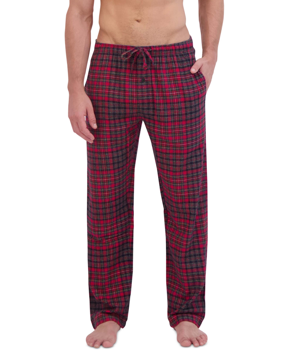 Hanes Men's Ultra Soft Plaid Flannel Pajama Pants In Red Green