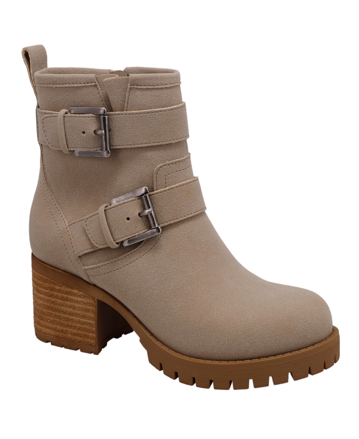 Women's Jessi Block-Heel Lug Sole Booties - Sand