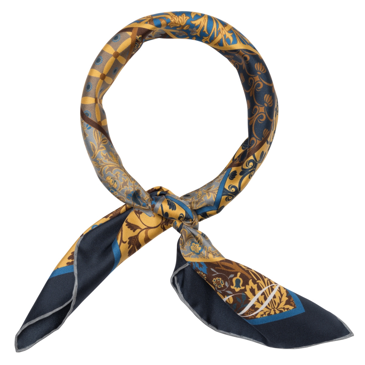 Elizabetta Men's Napoli - Hand Rolled Silk Neckerchief for Men - Yellow and blue