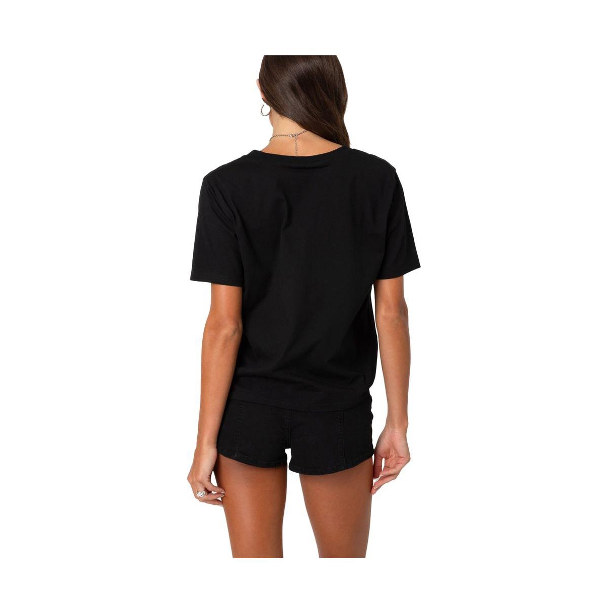 Edikted Women's Loose fit V neck T shirt