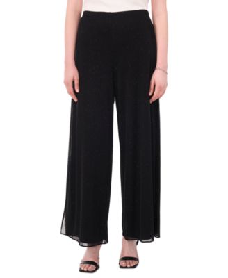 MSK - Petite Glitter Flare-Leg Side-Slit Pull-On Pants