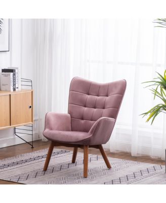 Contemporary Silky Velvet Tufted Accent Chair with Ottoman