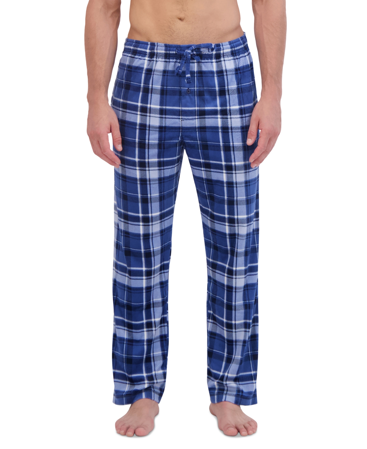 Men's Ultra Soft Plaid Brushed Fleece Pajama Pants - Light Blue