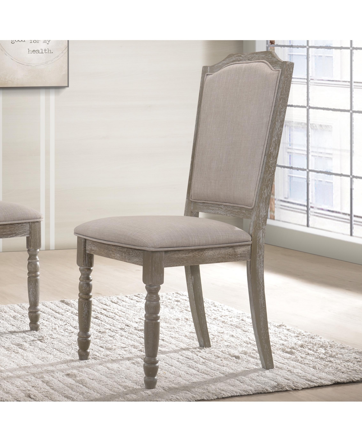 Wood Pedestal Dining Chair in Reclaimed Gray, Set of 2