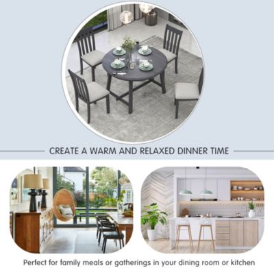 Streamdale Gray 5-Piece Round Dining Table Set with 4 Chairs