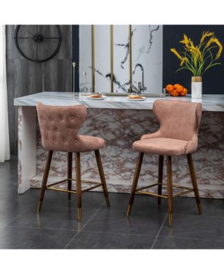 Wing-Back Suede-Like Counter Height Stools
