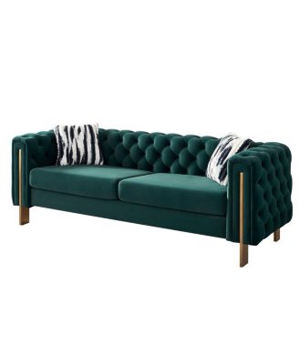 Chesterfield Modern Tufted Velvet Living Room Sofa, 84.25" W Couch, Green
