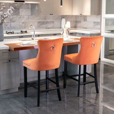 Handcrafted Velvet Barstools with Supportive Backrest