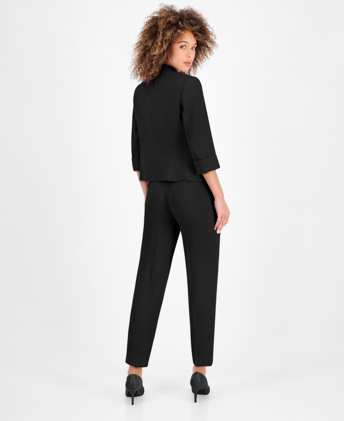 Kasper Women's Stretch-crepe Open-collar Blazer In Black