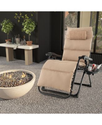Adjustable Metal Zero Gravity Lounge Chair with Removable Cushion and Cup Holder Tray