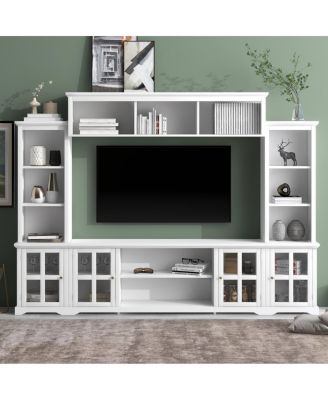 Streamdale Minimalist White Entertainment Wall Unit for TVs Up To 70"