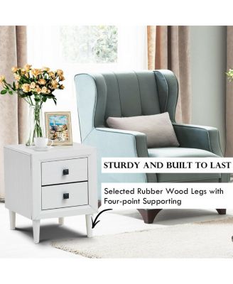 2 Pieces Multipurpose Retro Nightstand Set with 2 Drawers