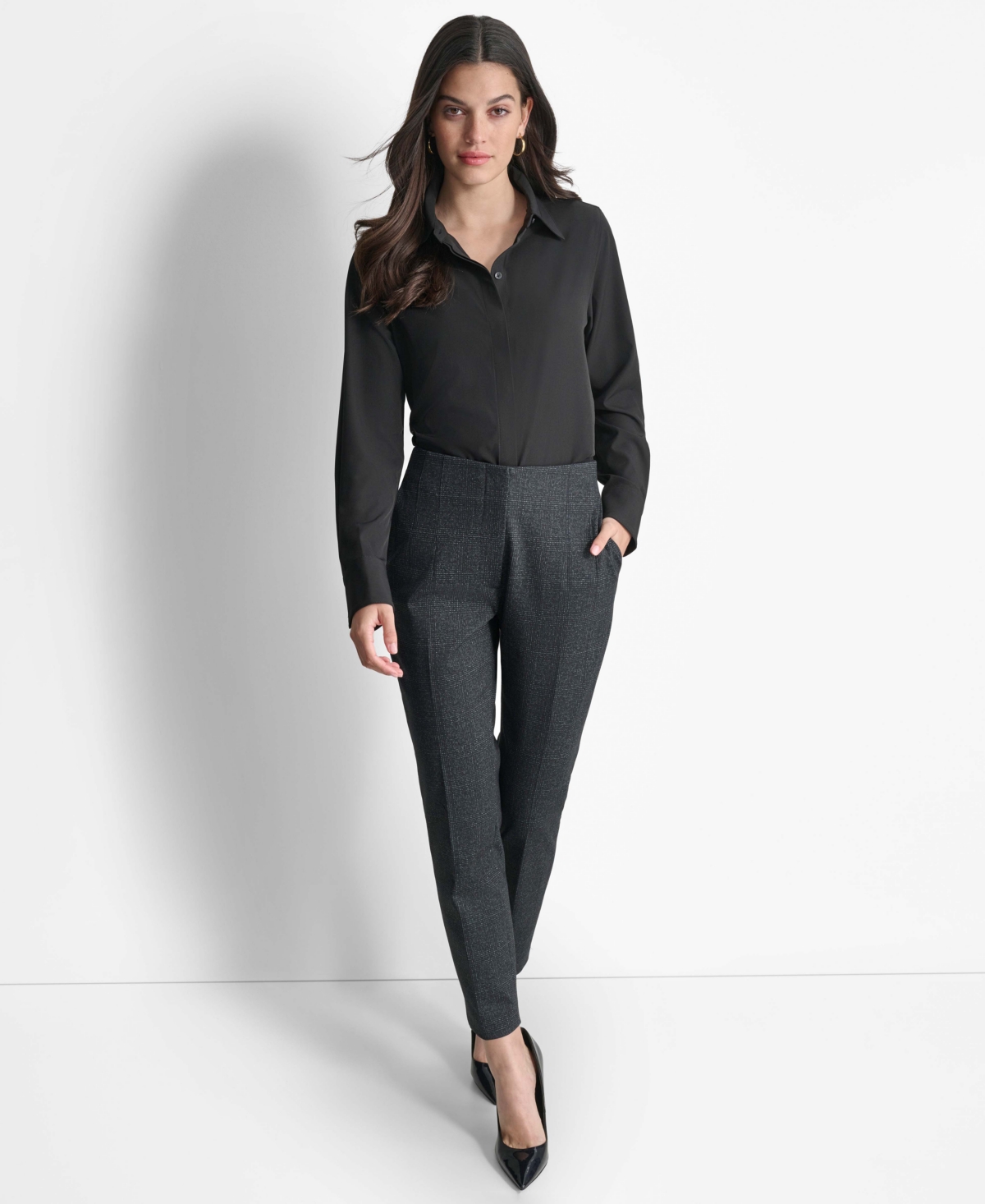 Dkny Women's High-Rise Slim-Leg Ankle Trousers -ivy