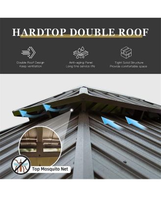 Streamdale 10'X12' Wood-Look Gazebo with Steel Roof & Curtains