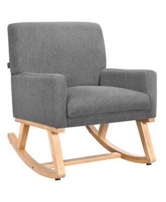 Mid Century Fabric Rocking Chair Upholstered Accent Armchair Lounge Chair Gray