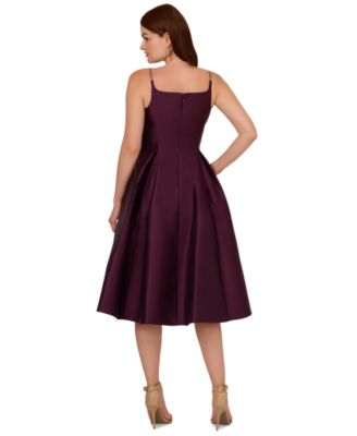 Adrianna Papell Mikado Square-Neck Fit & Flare Midi Dress - Macy's