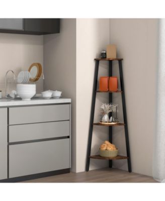 4-Tier Industrial Corner Ladder Shelf Display Rack for Home Office