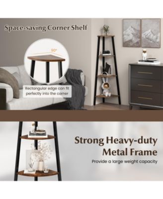 4-Tier Industrial Corner Ladder Shelf Display Rack for Home Office