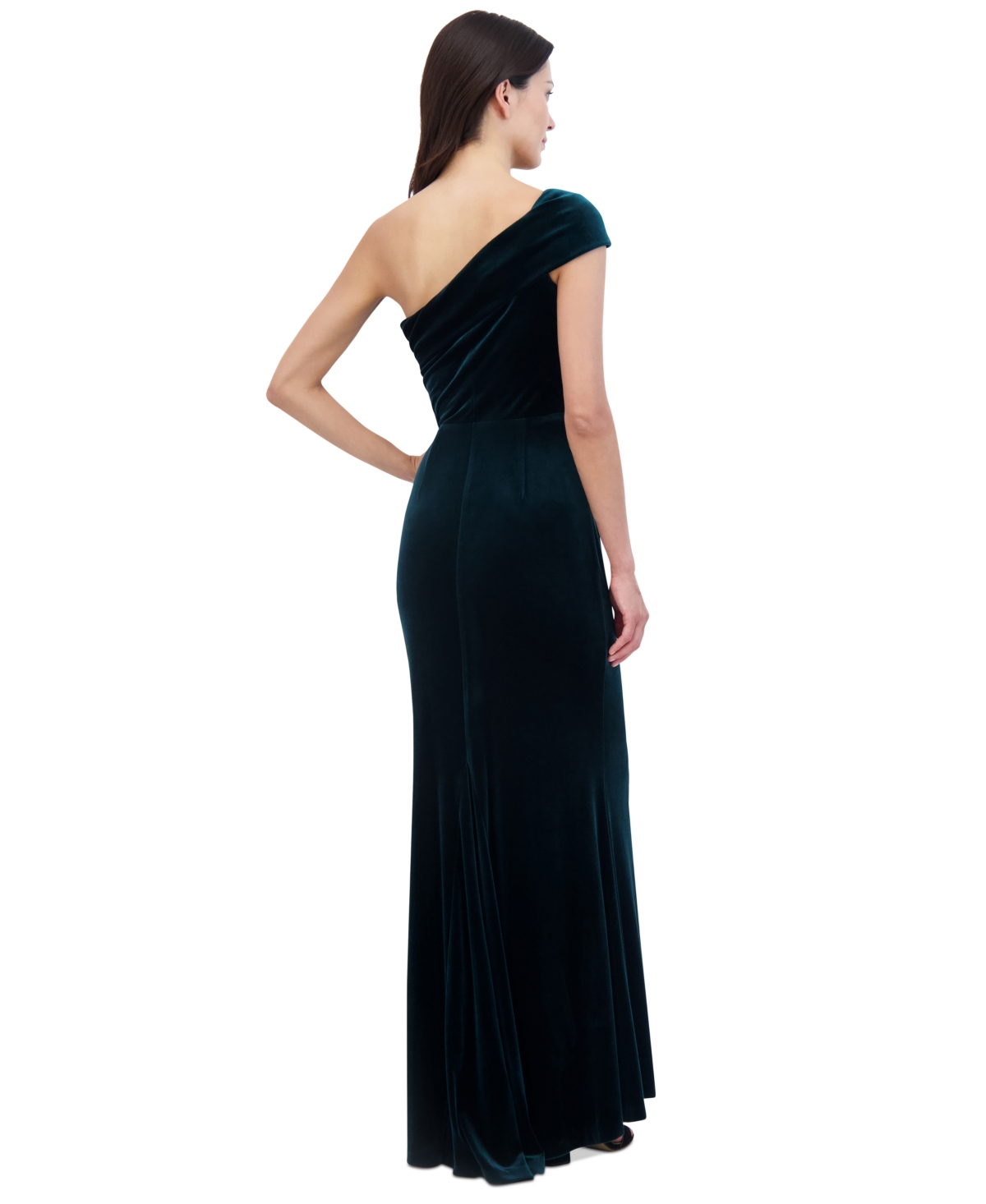 Eliza J Petite One-Shoulder Stretch-Velvet Gown