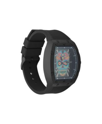 Men's Matte Black Silicone Strap Analog Watch 53mm