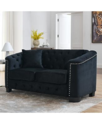Streamdale Classic Velvet 3-Person Chesterfield Sofa with Nailhead Trim