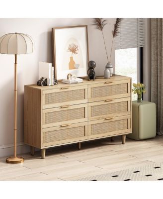 Streamdale Rattan Storage Cabinet, 6-Drawers, Natural
