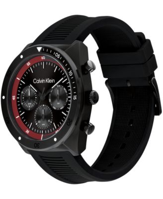 Men's Flex Black Silicone Strap Watch 45mm